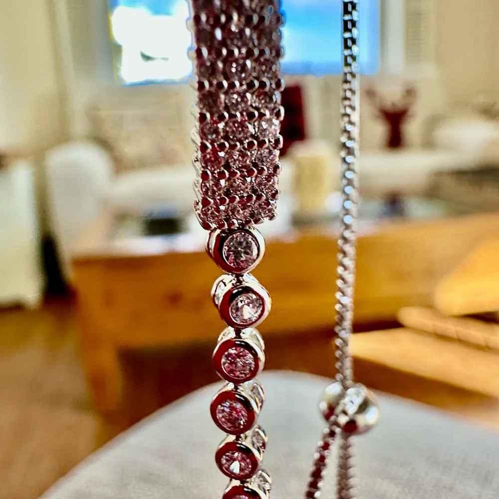 Elegant Tennis Diamond like Silver Bracelet